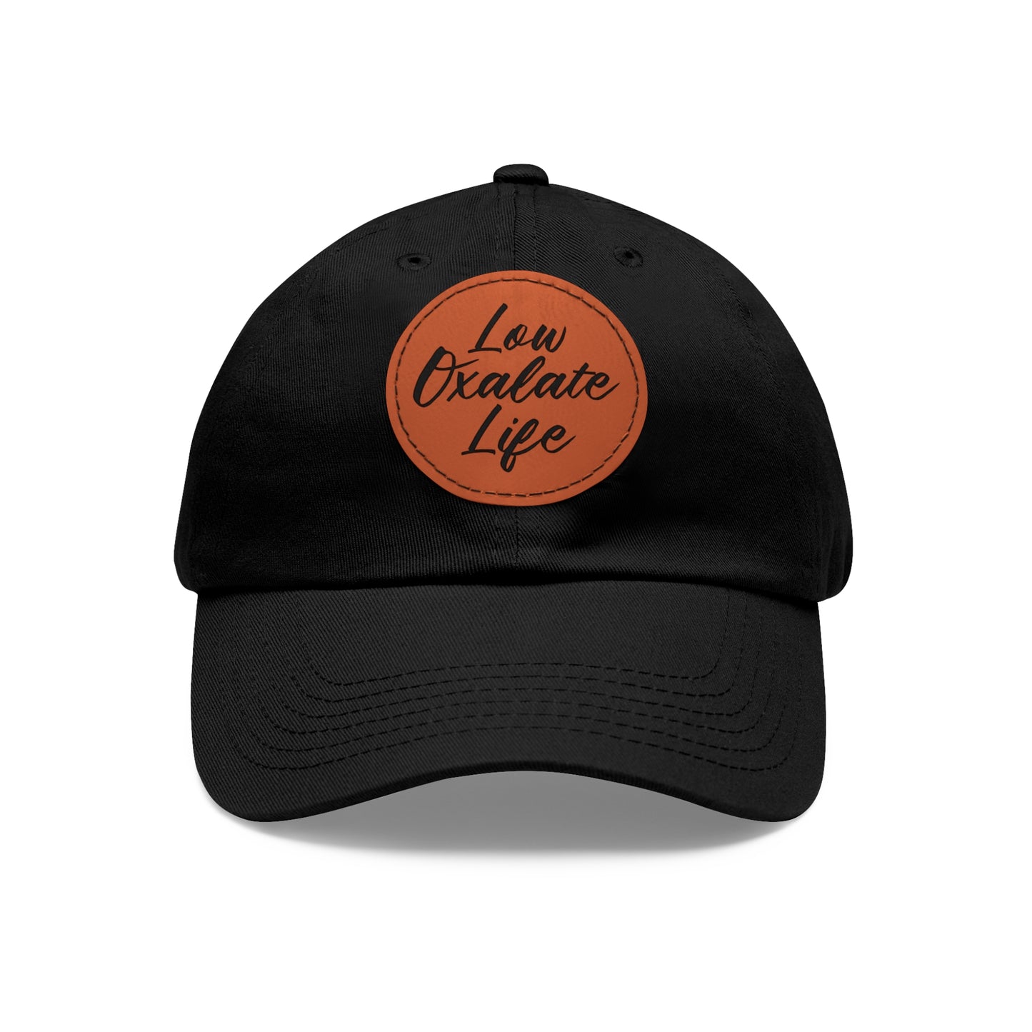 Black Cotton Cap Low Oxalate Life Circle Leather Patch