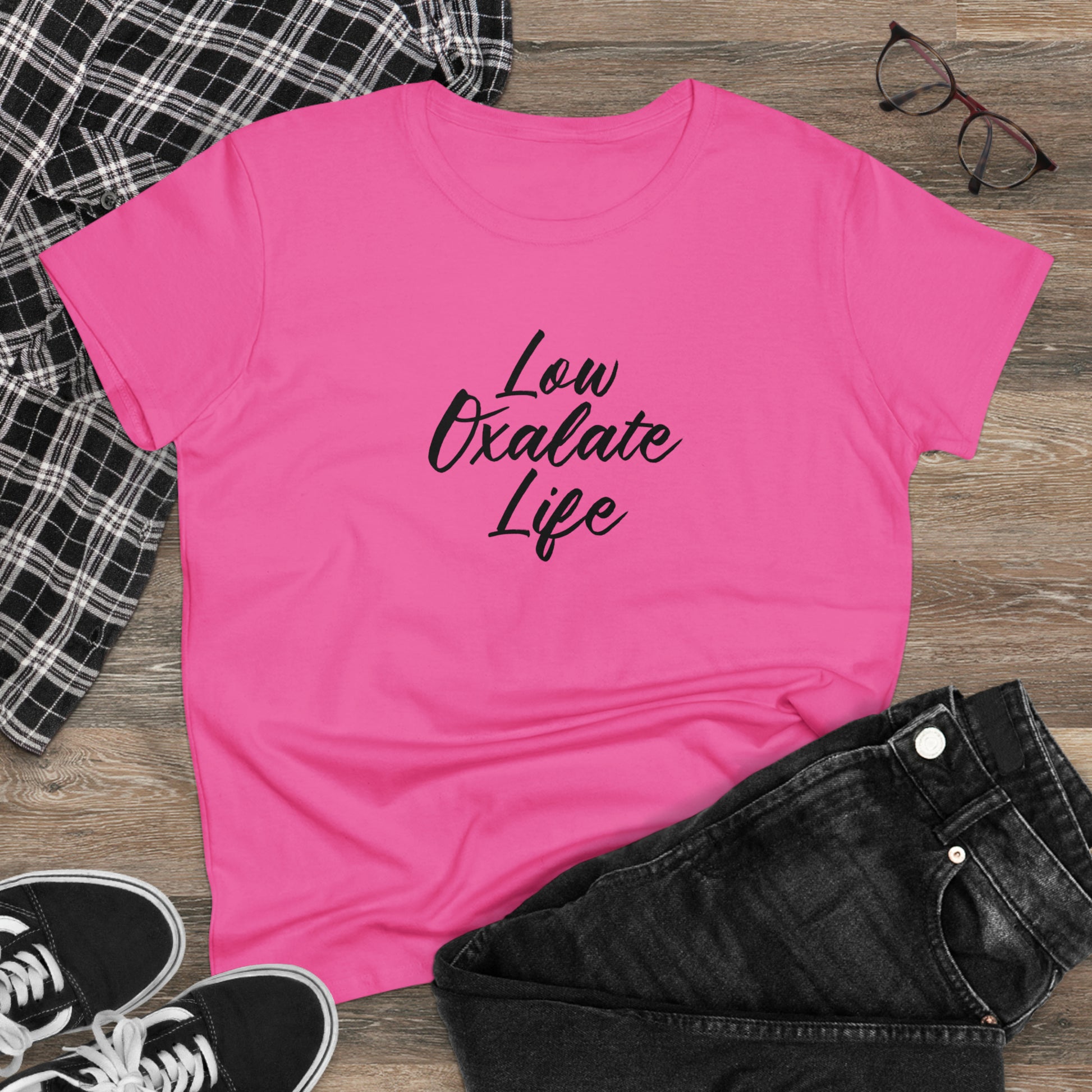 Low Oxalate Life Pink Shirt for Women Cotton T Shirt