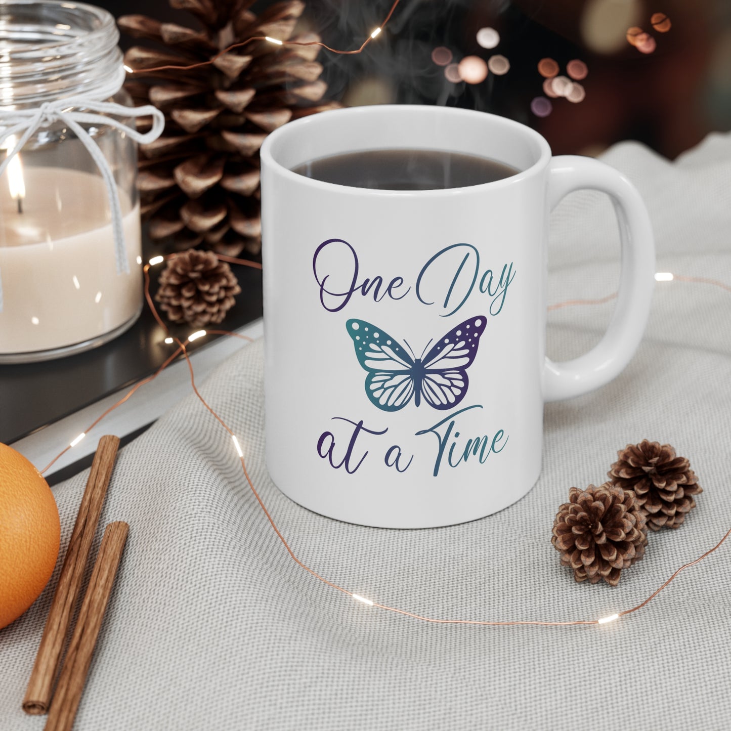 Butterfly One Day at a Time Inspire Coffee Tea Mug 11oz
