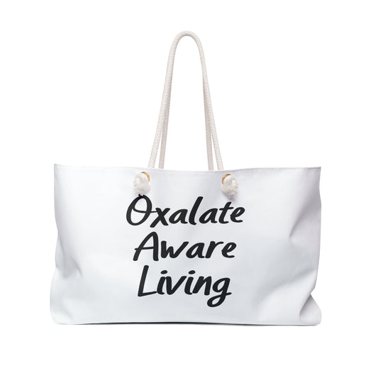Minimalist White Oxalate Aware Living Weekender Bag